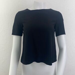 Theory Pleaded Back Black Blouse